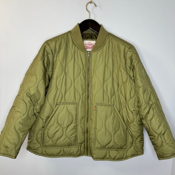 Levi's Onion Quilted Liner Jacket Full zip Lightweight Bomber Green Women's 2X - Picture 4 of 14
